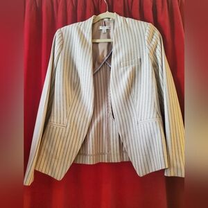 Tommy Hilfiger Stripe Print Long Sleeve Open-Front Blazer